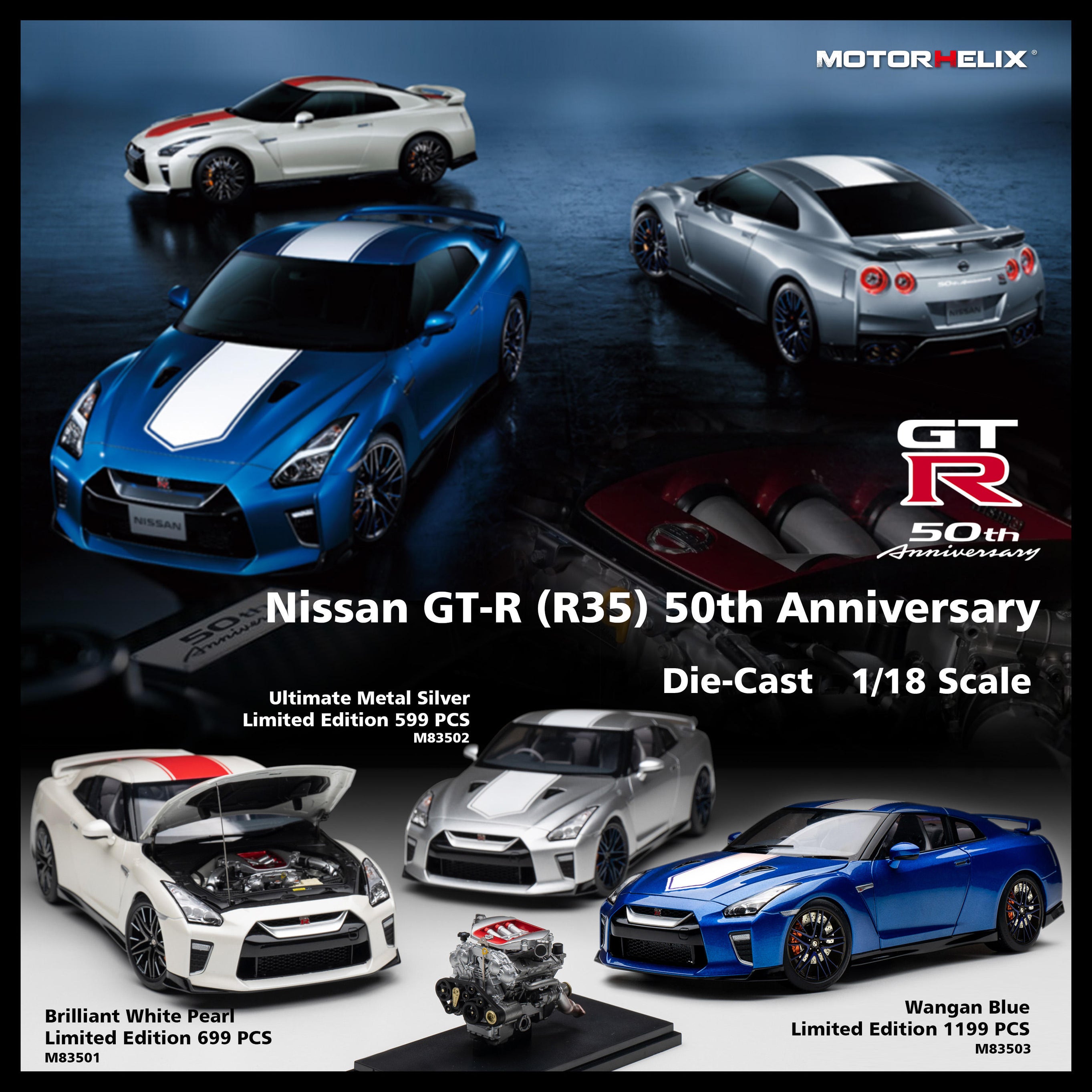 MOTORHELIX 1:18 Nissan GTR R35 50th Anniversary Edition