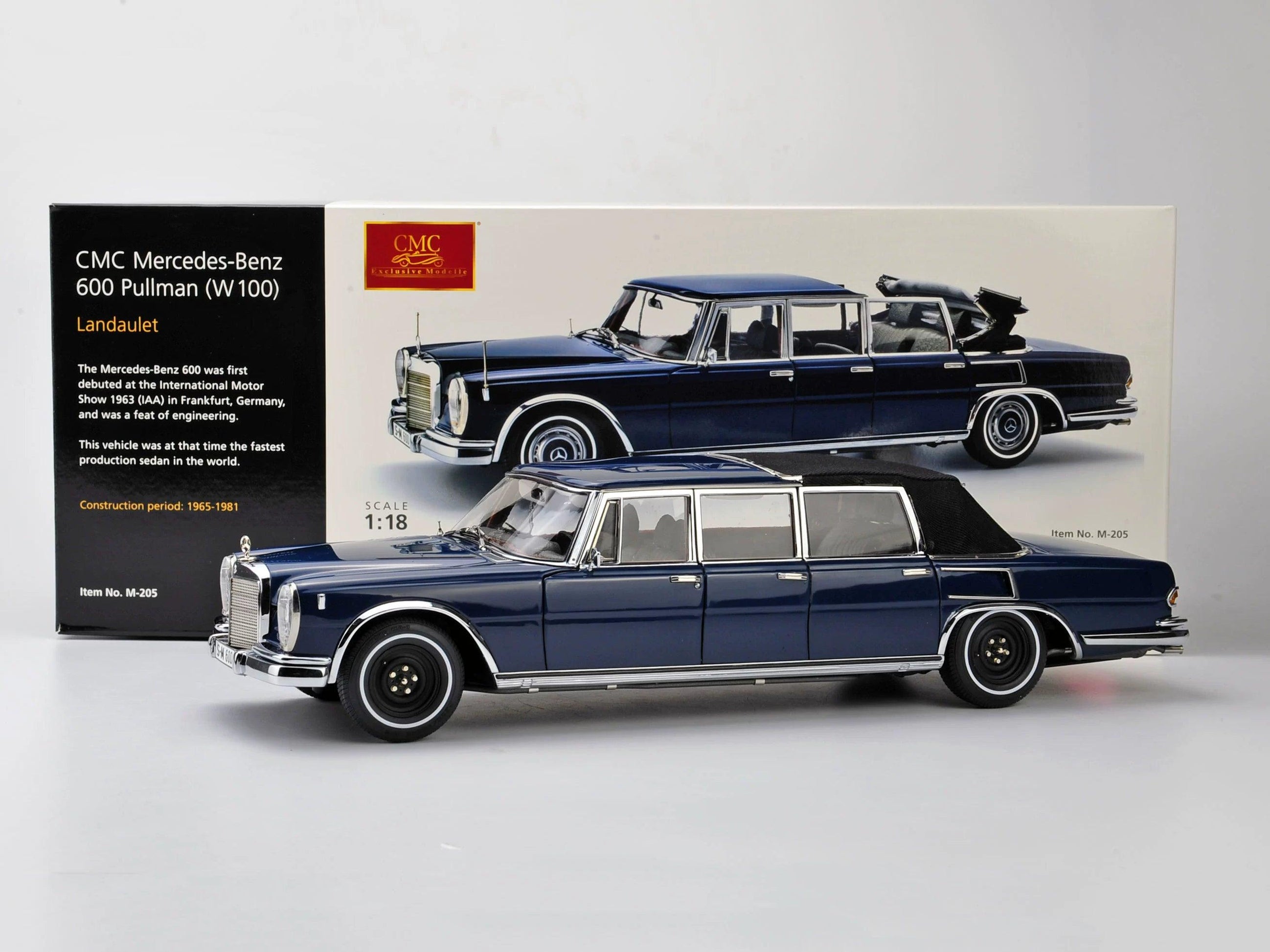 CMC 1:18 Mercedes-Benz 600 Pullman (W100) Landaulet with functional softtop - Diecast Car Factory